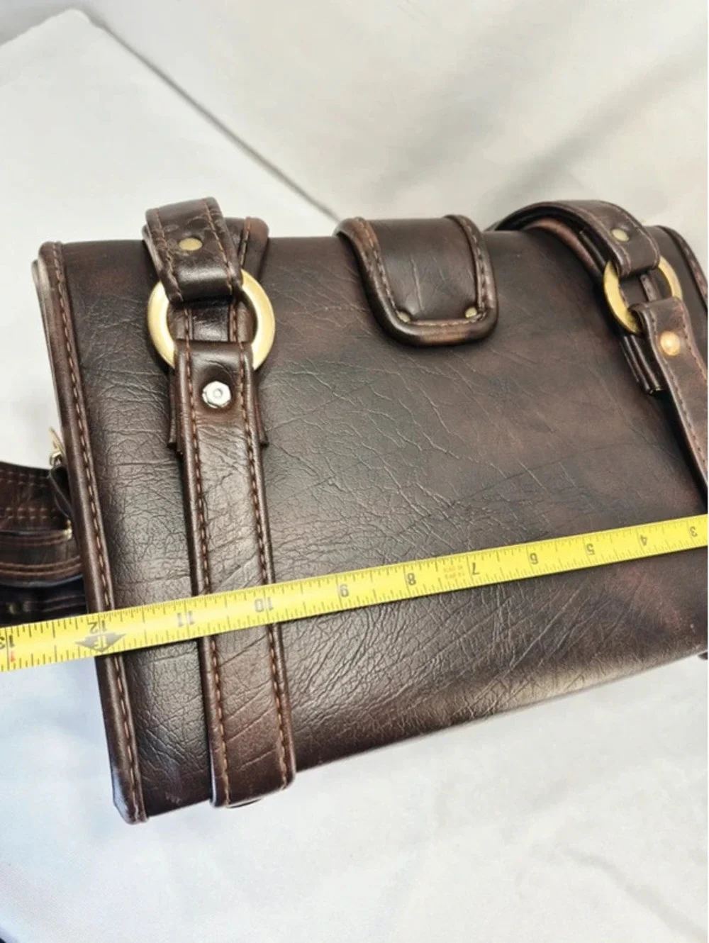 Vintage 70's Brown Leather hard case camera equipment carrierbag c